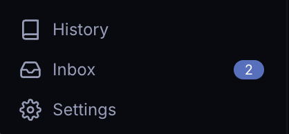 Inbox in the main sidebar with a badge showing two new findings